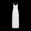 ALBERTA FERRETTI Robe longue col V bretelle fine coton blanc dentelle fleurie