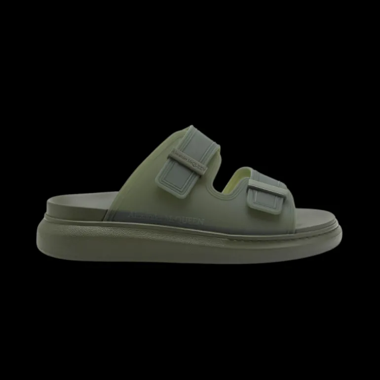 ALEXANDER MCQUEEN Sandales Hybrid à boucles caoutchouc Kaki