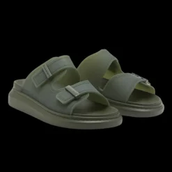 ALEXANDER MCQUEEN Sandales Hybrid à boucles caoutchouc Kaki