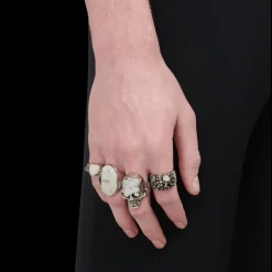 Bague ALEXANDER MCQUEEN The Faceted Stone Argent Vieilli