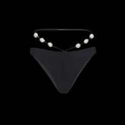 Bas MAGDA BUTRYM maillot de bain taille haute noir perles lien à nouer