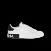 Basket sneaker DOLCE & GABBANA Portofino cuir veau nappa blanc talon noir