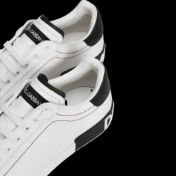 Basket sneaker DOLCE & GABBANA Portofino cuir veau nappa blanc talon noir