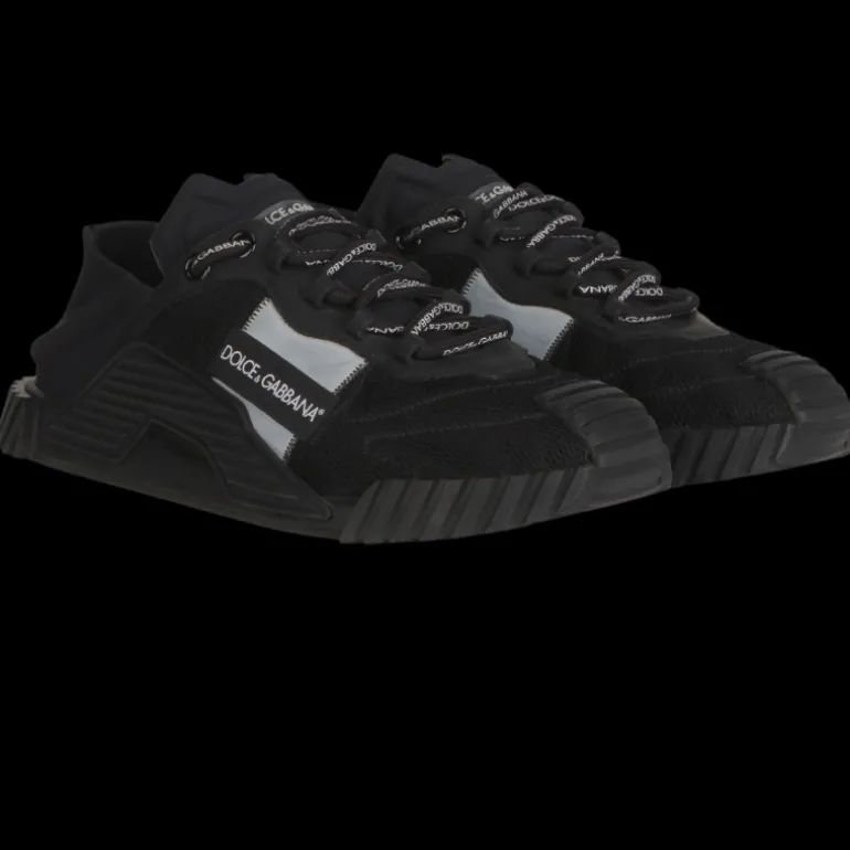 Baskets à enfiler DOLCE & GABBANA NS1 noir mesh argent