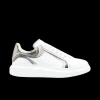 Baskets ALEXANDER MCQUEEN oversize cuir blanc vague talon argent