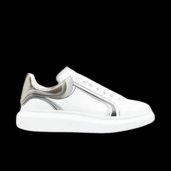 Baskets ALEXANDER MCQUEEN oversize cuir blanc vague talon argent