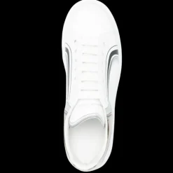 Baskets ALEXANDER MCQUEEN oversize cuir blanc vague talon argent