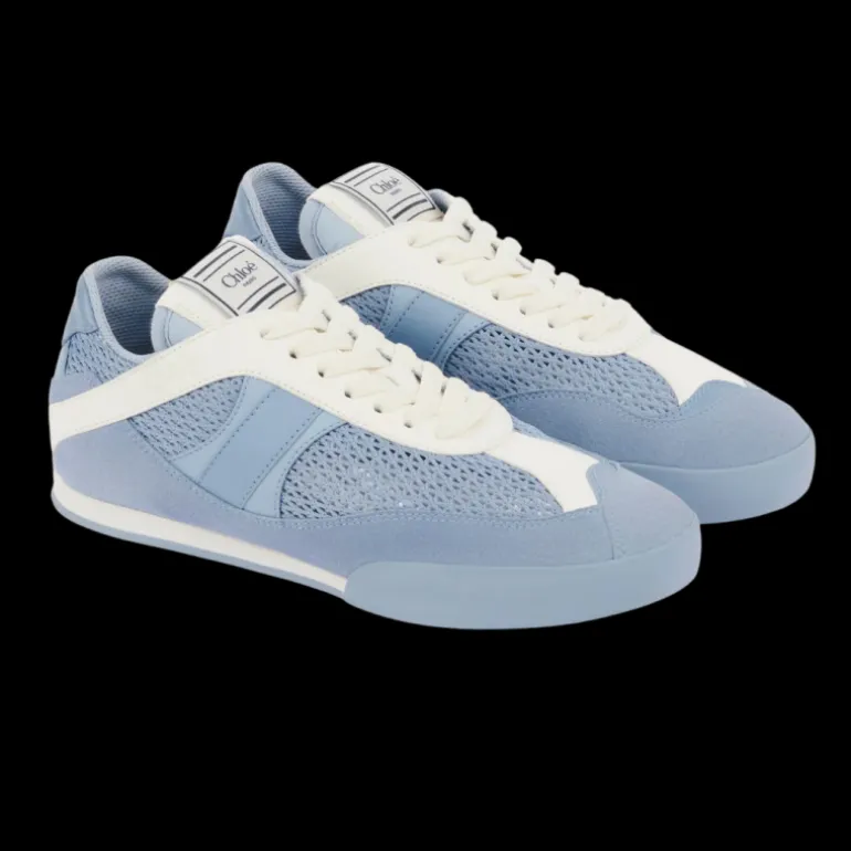 Baskets basses CHLOE Kick cuir resille bleu ciel
