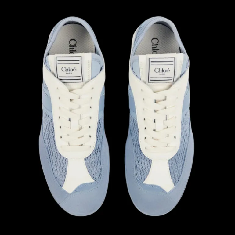 Baskets basses CHLOE Kick cuir resille bleu ciel