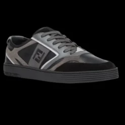 Baskets basses FENDI  Step à lacets cuir noir FF gris