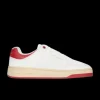 baskets basses SAINT LAURENT 61 cuir blanc rouge semelle effet usé