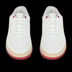 baskets basses SAINT LAURENT 61 cuir blanc rouge semelle effet usé