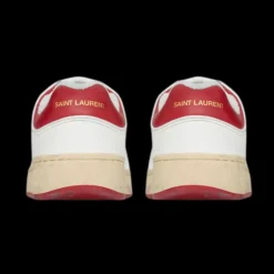 baskets basses SAINT LAURENT 61 cuir blanc rouge semelle effet usé