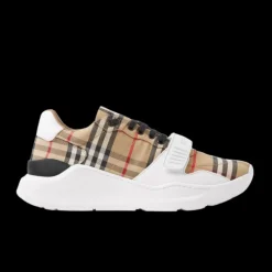 Baskets BURBERRY New Regis à carreaux daim cuir check beige archive