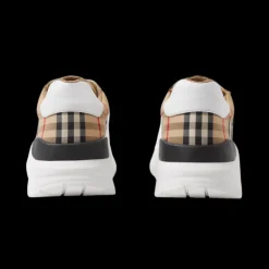 Baskets BURBERRY New Regis à carreaux daim cuir check beige archive