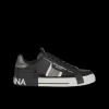 Baskets DOLCE & GABBANA Custom 2.Zero cuir veau noir semelle blanche