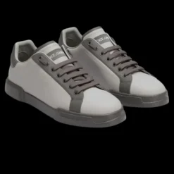 Baskets DOLCE & GABBANA Portofino cuir gris caoutchouc gris foncé