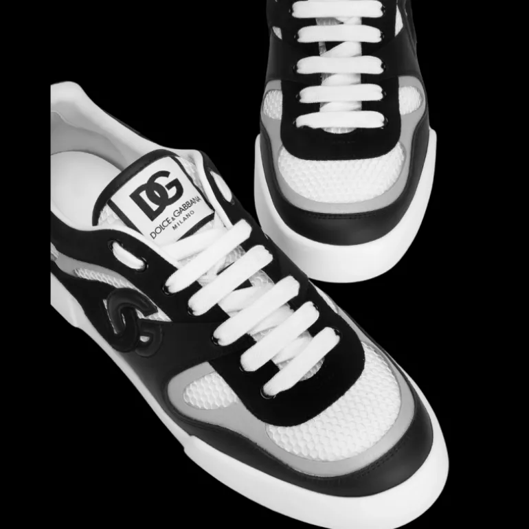 Baskets DOLCE & GABBANA Strobel Portofino Light cuir veau noir blanc