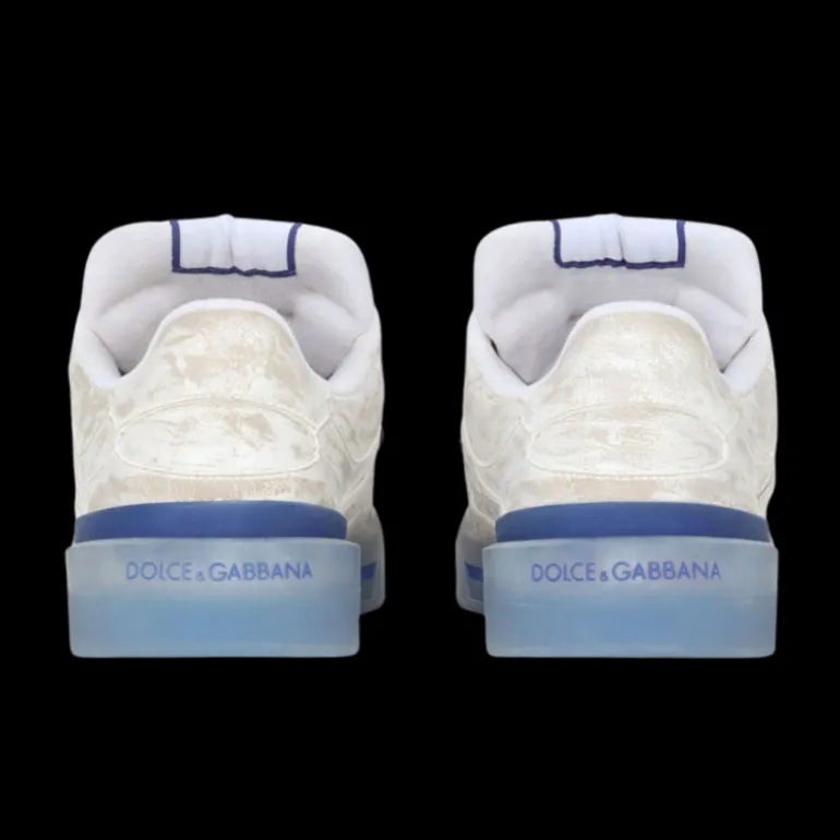 Baskets DOLCE & GABBANA New Roma cuir blanc marbré bleu