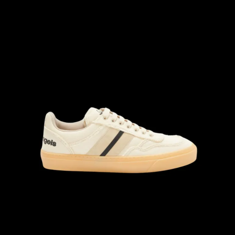 Baskets MONCLER x PALM ANGELS Monaco 2 toile daim beige bande