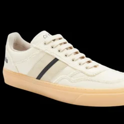 Baskets MONCLER x PALM ANGELS Monaco 2 toile daim beige bande