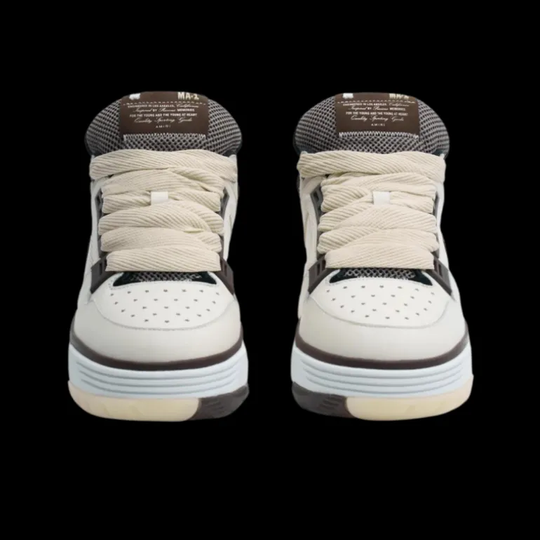 Baskets Sneakers AMIRI MA-1 cuir blanc marron