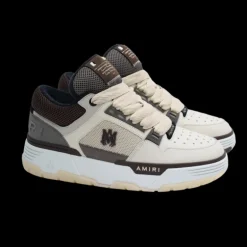 Baskets Sneakers AMIRI MA-1 cuir blanc marron