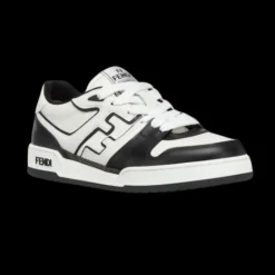 Baskets Sneakers FENDI Match cuir blanc noir FF