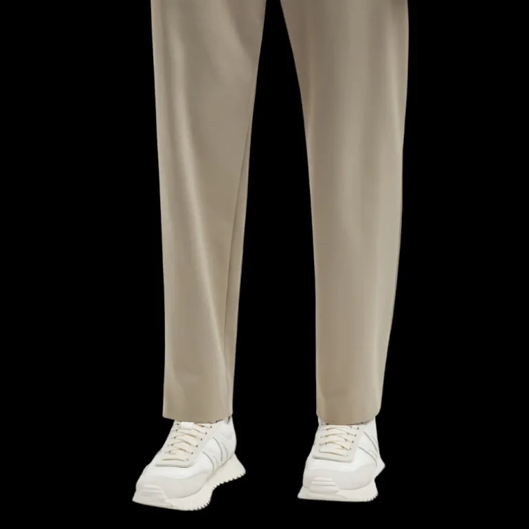 Baskets Sneakers MONCLER Pacey nylon daim blanc logo talon