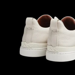 Baskets ZEGNA Triple Stitch slip on cuir grainé crème