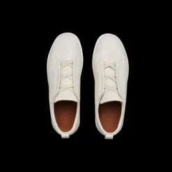 Baskets ZEGNA Triple Stitch slip on cuir grainé crème