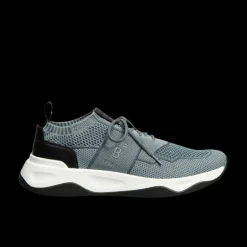 BERLUTI Sneaker basse Shadow maille Bleu jeans denim cuir veau