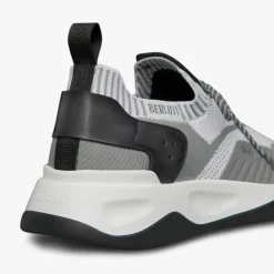 BERLUTI Sneaker basse Shadow maille gris cuir veau blanc