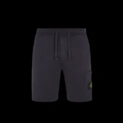 Bermuda cargo STONE ISLAND en molleton de coton bleu marine logo rose des vents
