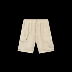 Bermuda cargo STONE ISLAND Ghost taille élastique lin diagonal beige multi poches