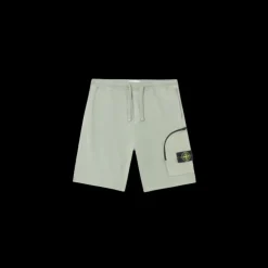 Bermuda cargo STONE ISLAND molleton coton vert sauge poche zippée