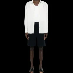 Bermuda FENDI coton éponge bleu marine FF relief