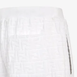 Bermuda FENDI taille élastique coton éponge blanc FF relief poches