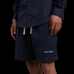Bermuda PALM ANGELS coton bleu marine logo brodé