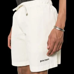 Bermuda PALM ANGELS nylon écru logo brodé noir