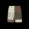 Bermuda taille élastique FENDI lin FF multicolore brun vert patchwork
