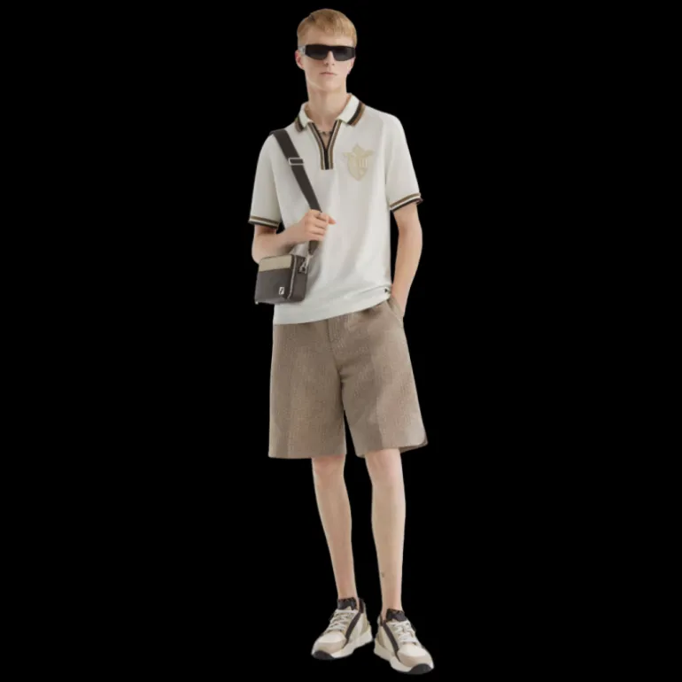 Bermuda tailleur FENDI laine polaire beige surpiqures