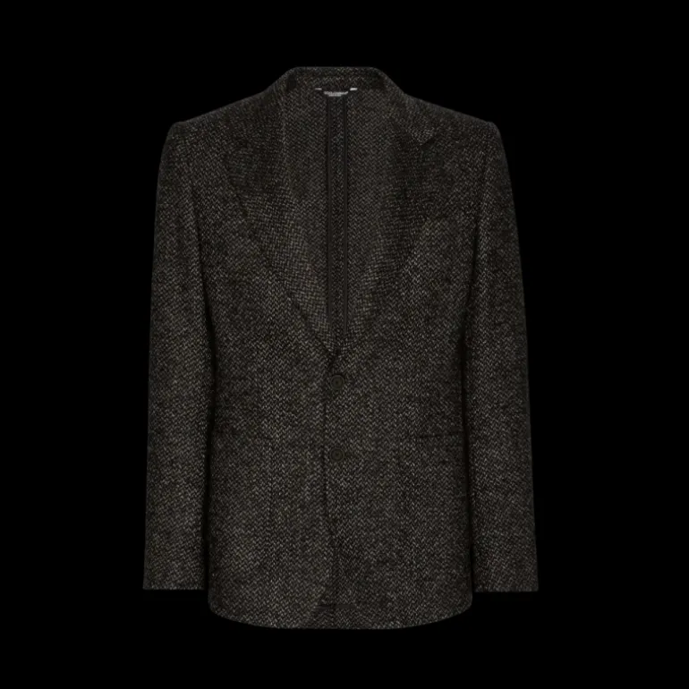 Blazer Dolce Gabbana à poches plaquées tweed anthracite