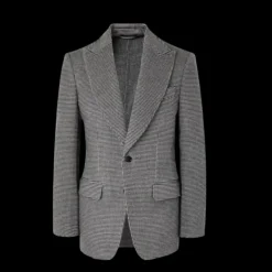 Blazer TOM FORD laine cachemire mélangé pied-de-poule noir blanc