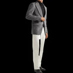 Blazer TOM FORD laine cachemire mélangé pied-de-poule noir blanc