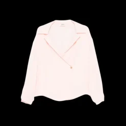 Blouse croisée KHAITE Ashton cache cœur popeline coton rose pale