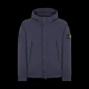 Blouson à capuche STONE ISLAND coton bleu marine Softshell bouton pression