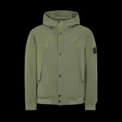 Blouson à capuche STONE ISLAND coton kaki Softshell bouton pression