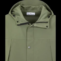 Blouson à capuche STONE ISLAND coton kaki Softshell bouton pression