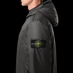 Blouson à capuche STONE ISLAND nylon recyclé noir Pertex